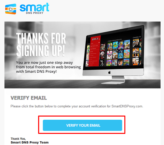 Smart DNS Proxy verify your email